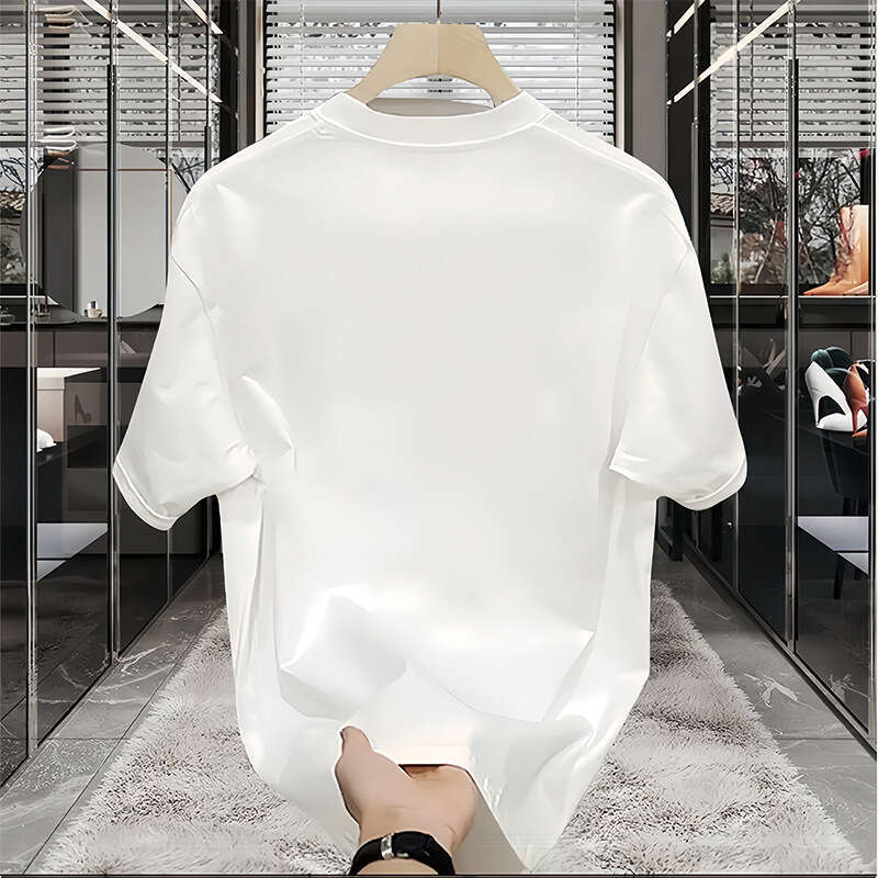 T Shirt Tops New High-End Men's Short T-Shirt Summer Cotton Fashion Printed Breathable Versatile Crew Neck Top Half Sleeve Men's Clothing