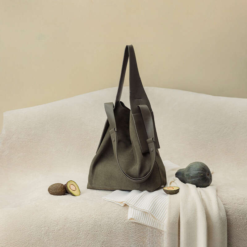 Suede Ear Hanging Tote Casual Commuting Shoulder Crossbody Bag Large Bucket SENYY