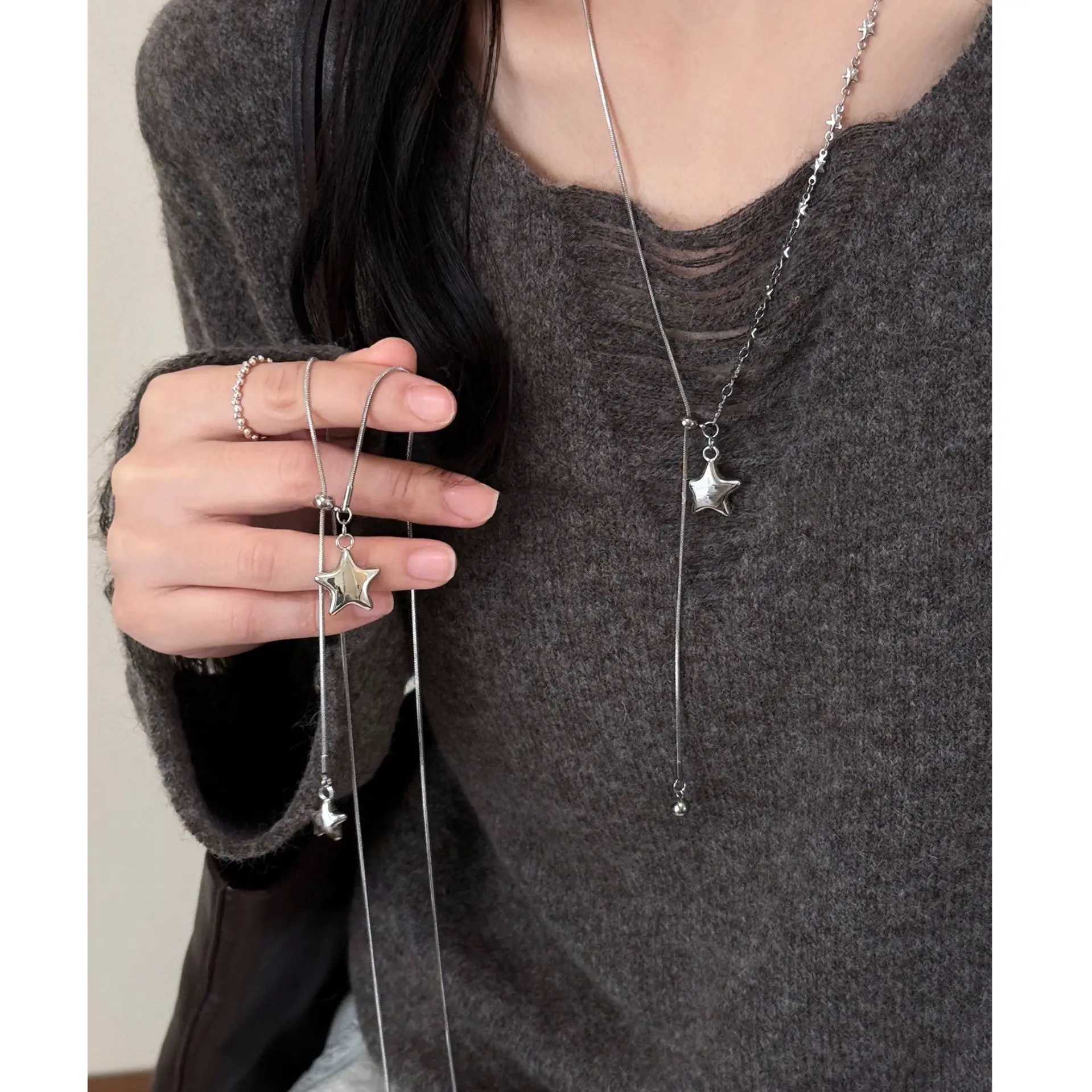 Star Five-pointed Star Sweater Chain - Elegant and Stylish Winter-Spring New Design Long Necklace for Women - Accessory H260406