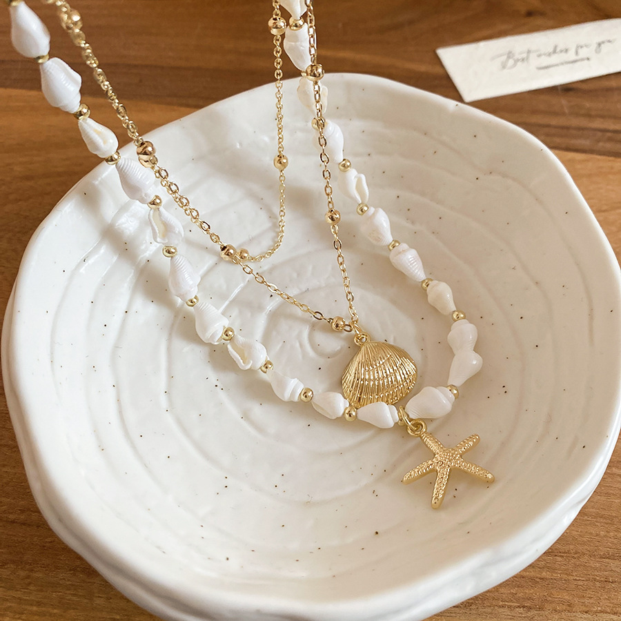 Vacation-style conch starfish shell necklace, light luxury niche high-end clavicle chain, casual and stylish choker for women - view 6