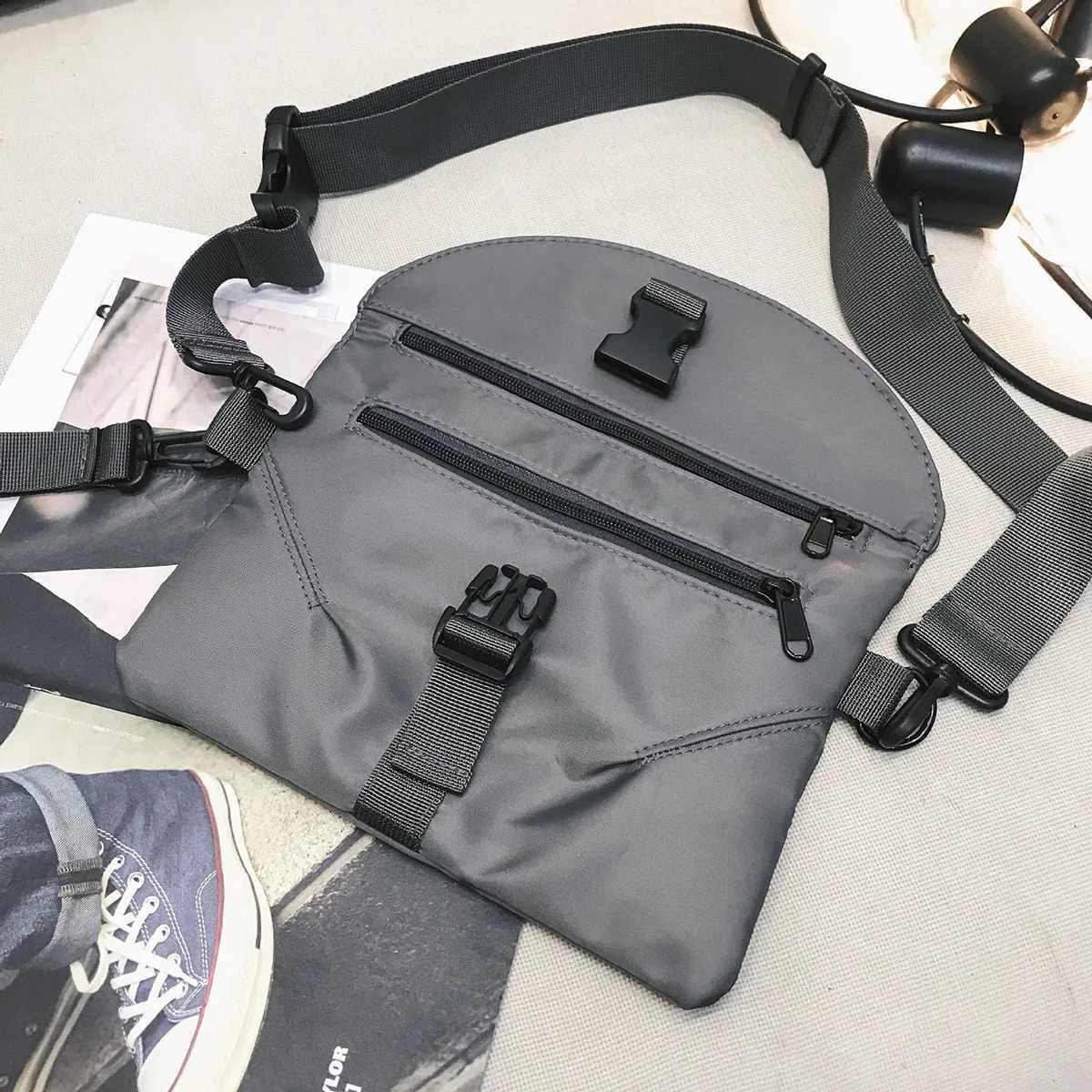 Korean Style Mens Crossbody Bag Street Fashion Chest Bag Womens Single Shoulder Bag Casual Small Bag for Daily Use C260406