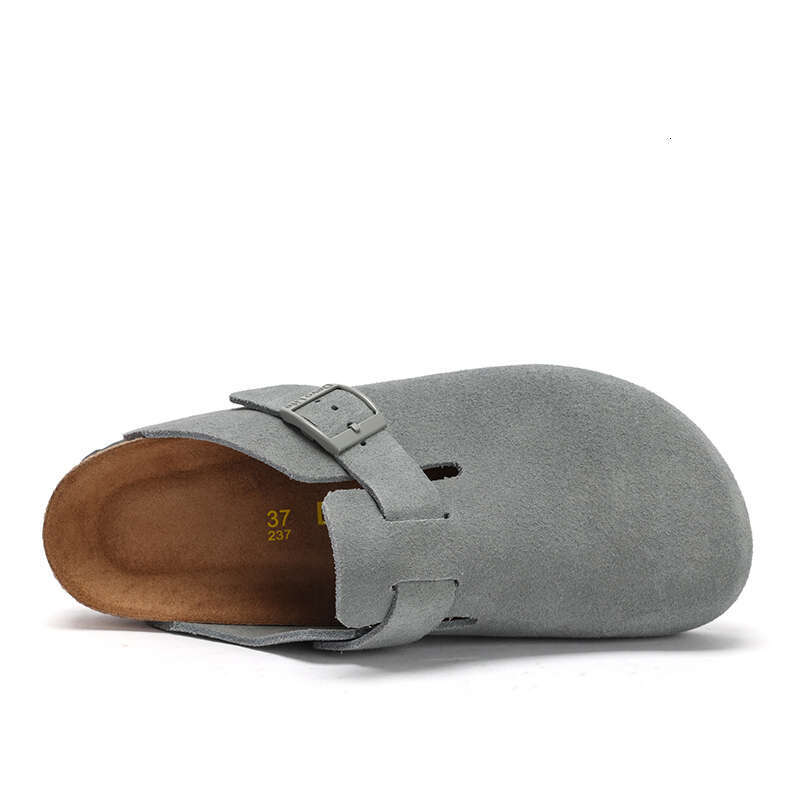 Slippers, cork shoes, flat shoes, cowhide shoes, non slip shoes, summer casual shoes, beach designer shoes shoes breathable and fashionable red gray