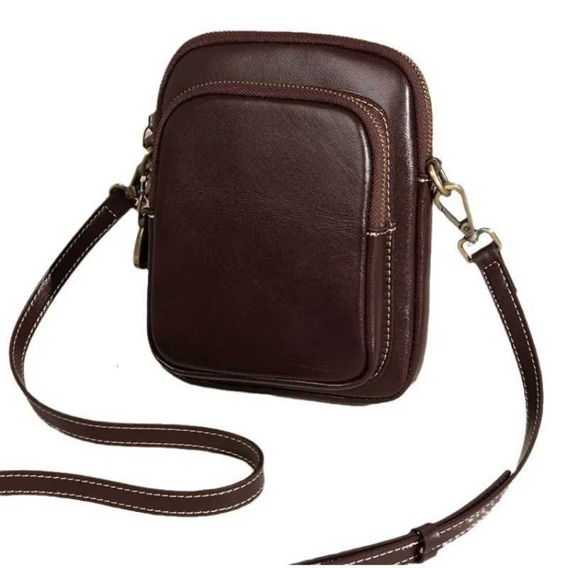 Genuine Leather Handbag for Women 2024 Trend Small Bag Simple Vegetable Tanned Cowhide Mobile Phone Bag Crossbody Shoulder Bag C260406