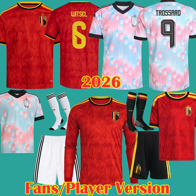 2026 Belgium Soccer Jerseys THEATEDE DOKU DE KETELAERE CASTAGNE DE CUYPER DE BRUYNE TROSSARD football Shirt belgium 26 27 Away Long Sleeve Men Kids set Uniforms