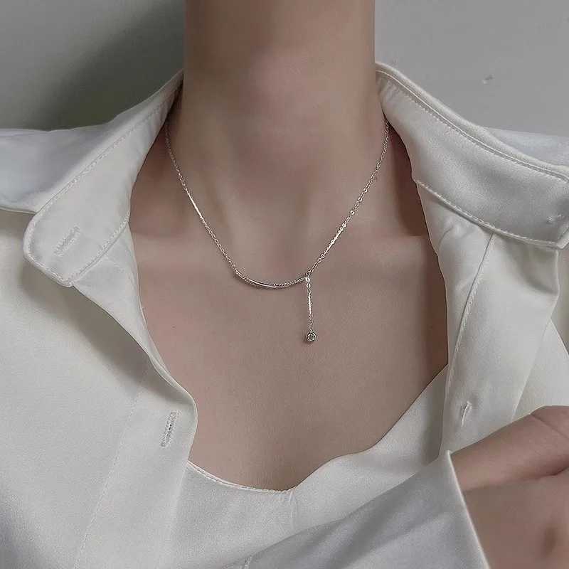 Elegant Tassel Zirconia Necklace for Women Luxury Clavicle Chain High-End Feel Diamond Embedded Pendant Wholesale Jewelry H260406
