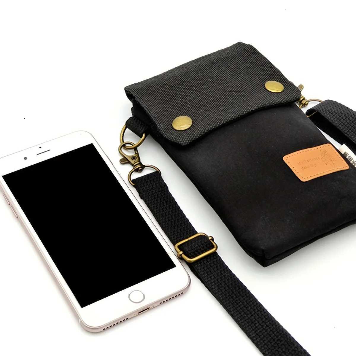 Solid-color minimalist canvas mobile phone crossbody bag small and portable a versatile small crossbody bag for daily use C260406