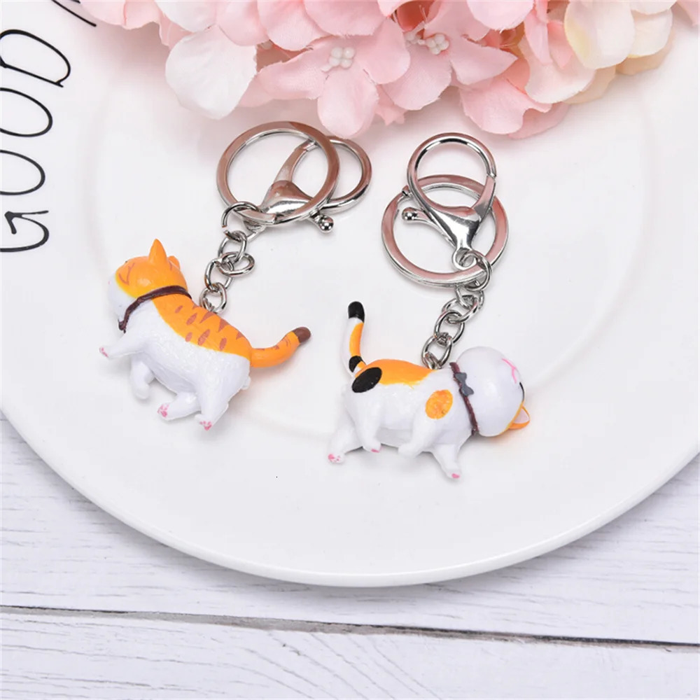 1PC Cute Cartoon Cat Pendant Key Rings Kitten Cat Key Chain Shake Head Car Bag Keychains Creative Jewelry Gift Fashion 260403BJ - view 7