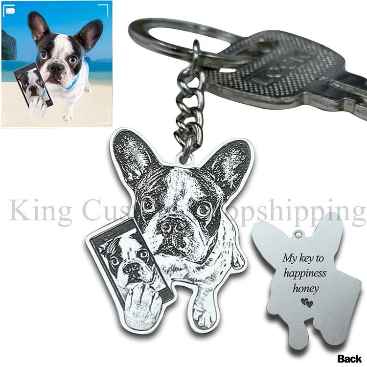 Personalized Pet Keychain Custom Po Custom Dog and Cat Pendant Cute Necklace Memory Jewelry Lettering Gift 260403BJ - view 7