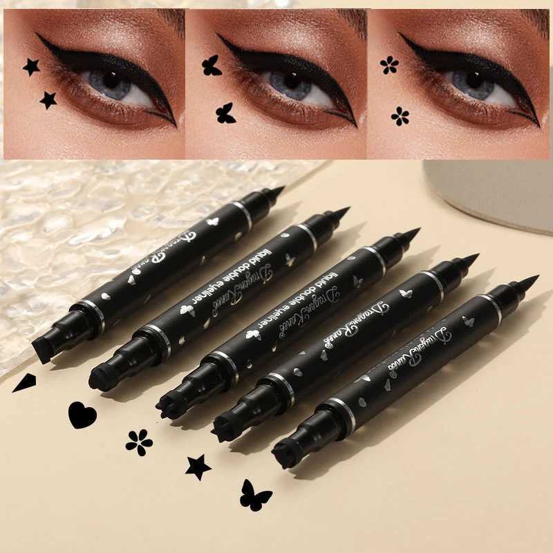 2 IN 1 Butterfly Seal Eyeliner Pen Star Moon Stamp Long-Lasting Waterproof Black Liquid Eye Liner Pencil Eyes Makeup Cosmetic H260406
