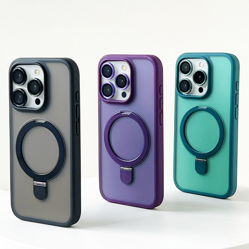 Applicable to iPhone17 matte skin magnetic suction bracket mobile phone case Apple 16 with lens film protective case 15