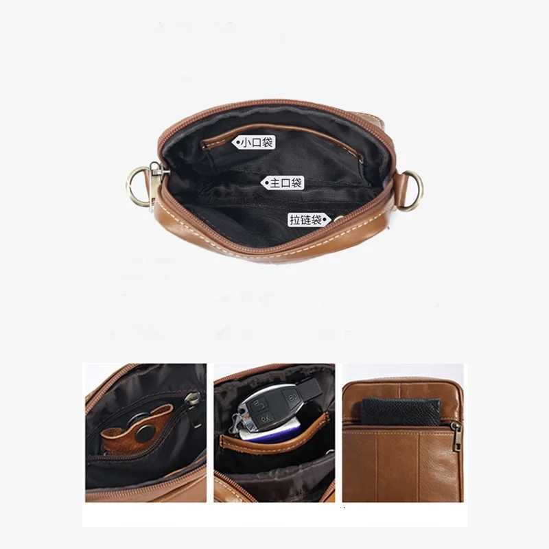 Genuine Leather mens crossbody bag high quality cowhide single-shoulder bag retro casual men small mobile phone message bag C260406