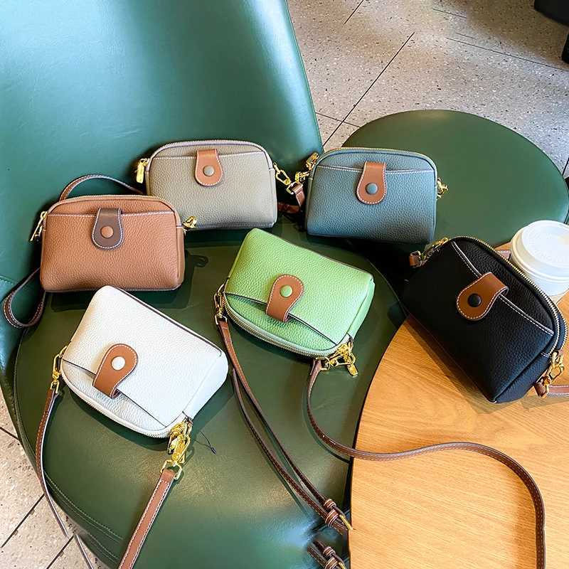 Womens Cowhide Genuine Leather Bag Female FAshion Designer Handbag Ladies Small Square bag RETRO Crossbody Shoulder Bags C260406