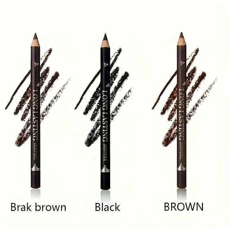 2-in-1 Wooden Handle Waterproof Eyeliner Eyebrow Pencil Sweatproof Makeup Pen for All Skin Types Multi-Use Cosmetic Tool H260406