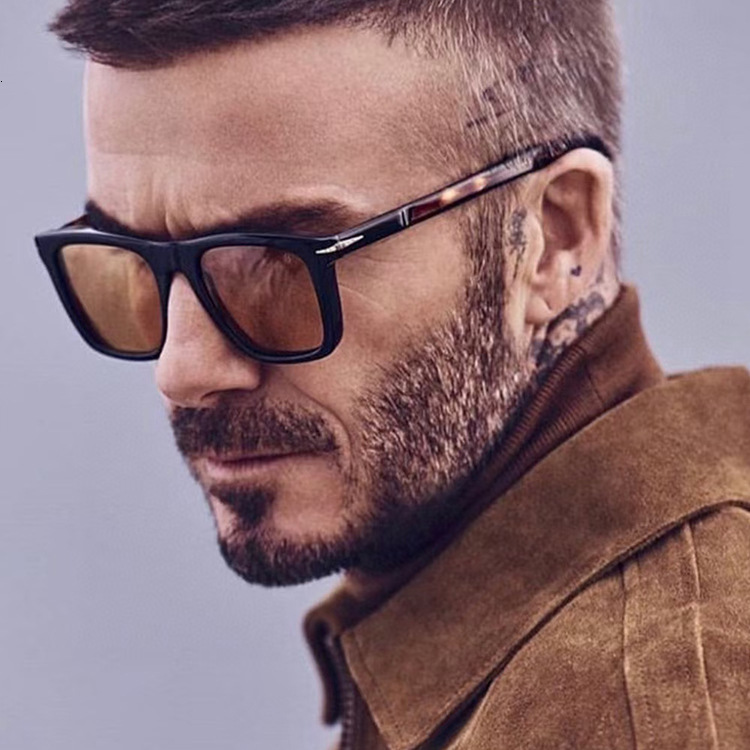 Luxury Brand Designer Outdoor Beckham-style Sunglasses With Square Frames, Metallic Studs, Men's Sunglasses, New Style, Trendy Street Photography