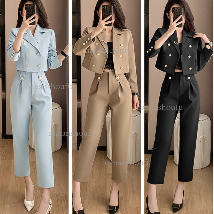 2026 Designer Set High-end Luxury New Women's Simple Double Breasted Business Suit Jacket Slim Fit Casual Pants A-line Sexy Short Skirt Commuting - view 8
