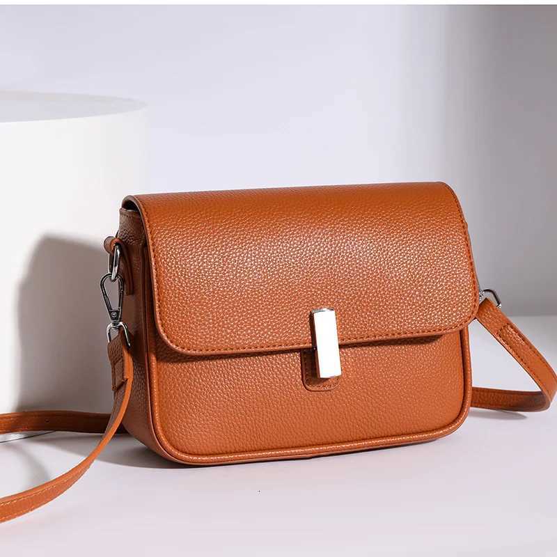 New Premium Cowhide Leather Shoulder Bag for Women Single Strap Handbag Ladies Crossbody Purse with Multiple Pockets Durable C260406