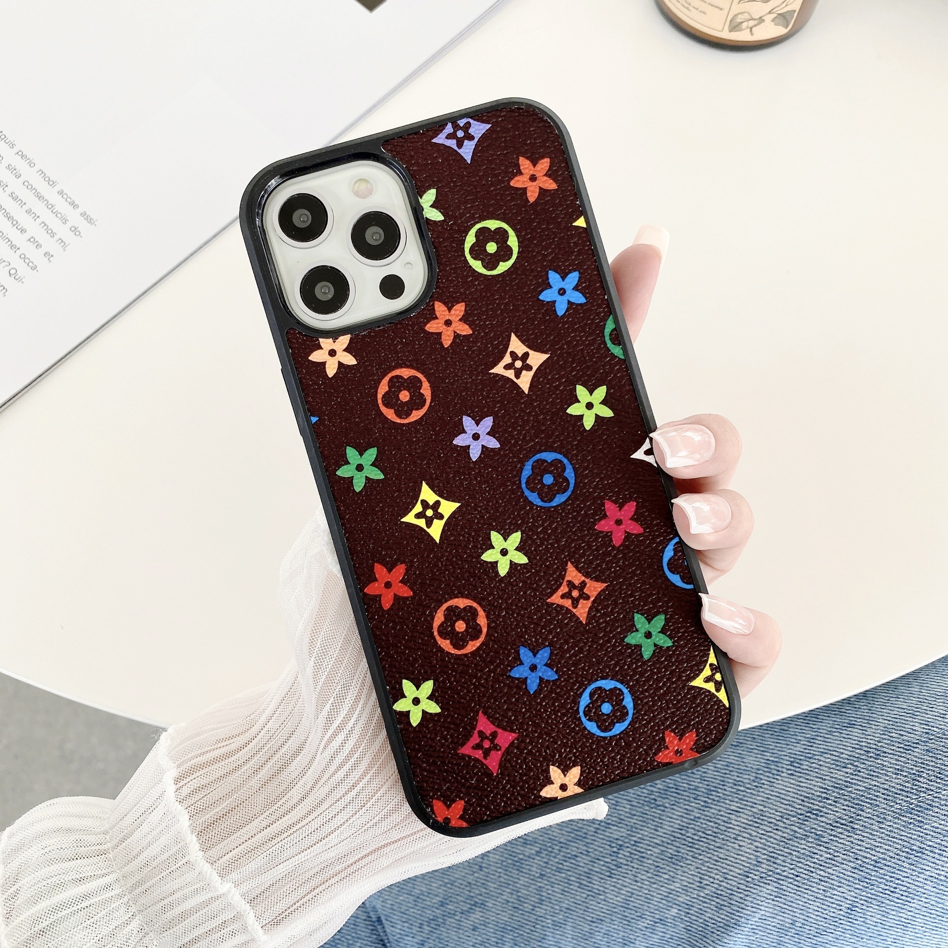 2026 New Designers' Luxury Collection Foreign Trade Suitable Iphone 15 Vintage Leather Pattern Phone Case, Apple 14 Pro Max Full Protection Anti-