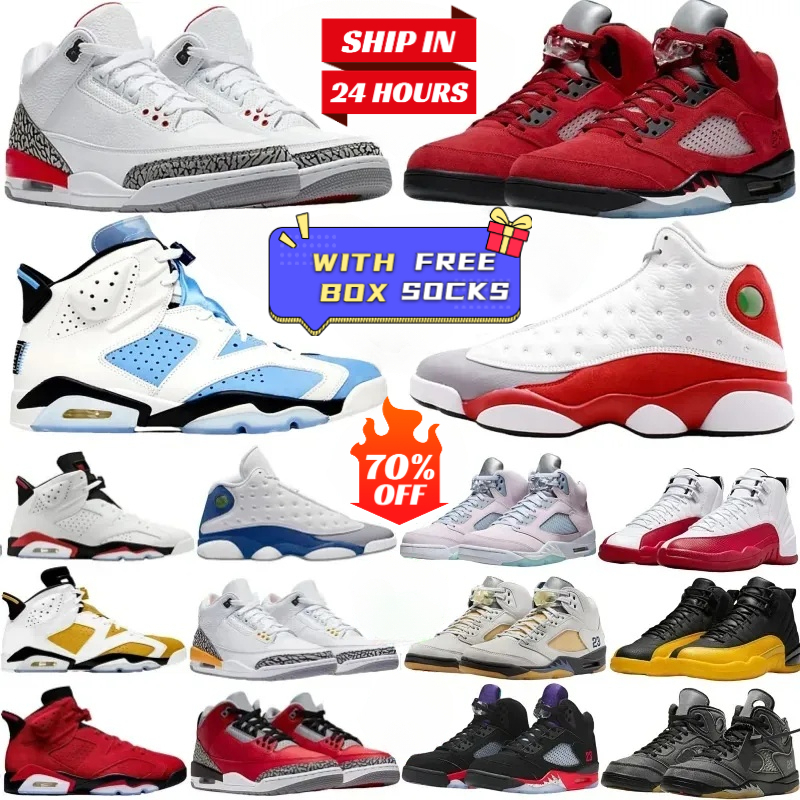 With box Designer 3s 5s 6s 12s 13s basketball shoes men women Trainers White Black panda UNC fire red toro bravo Hyper Royal bred university blue Sports Sneakers 36-47