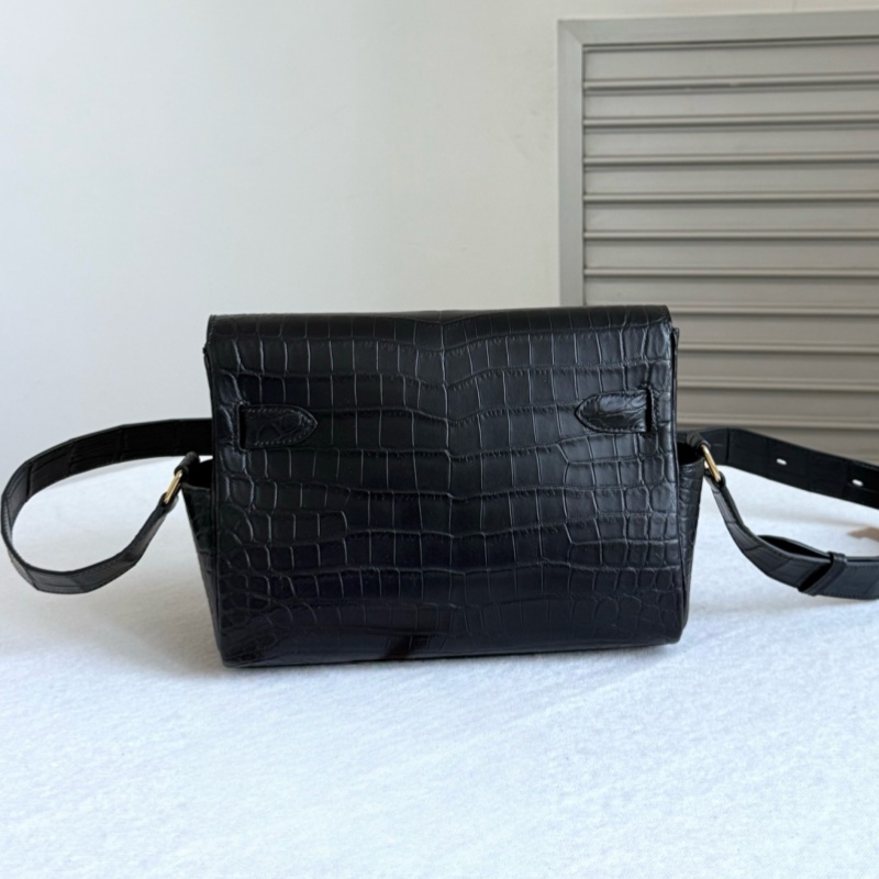 12a Designer Handmade High Quality Crocodile Messenger Bag Cross Body Bag Shoulder Bag Handmade Wax Thread Sewn Black Matte Crocodile Bag Gift Box Silk Scarf 25 cm