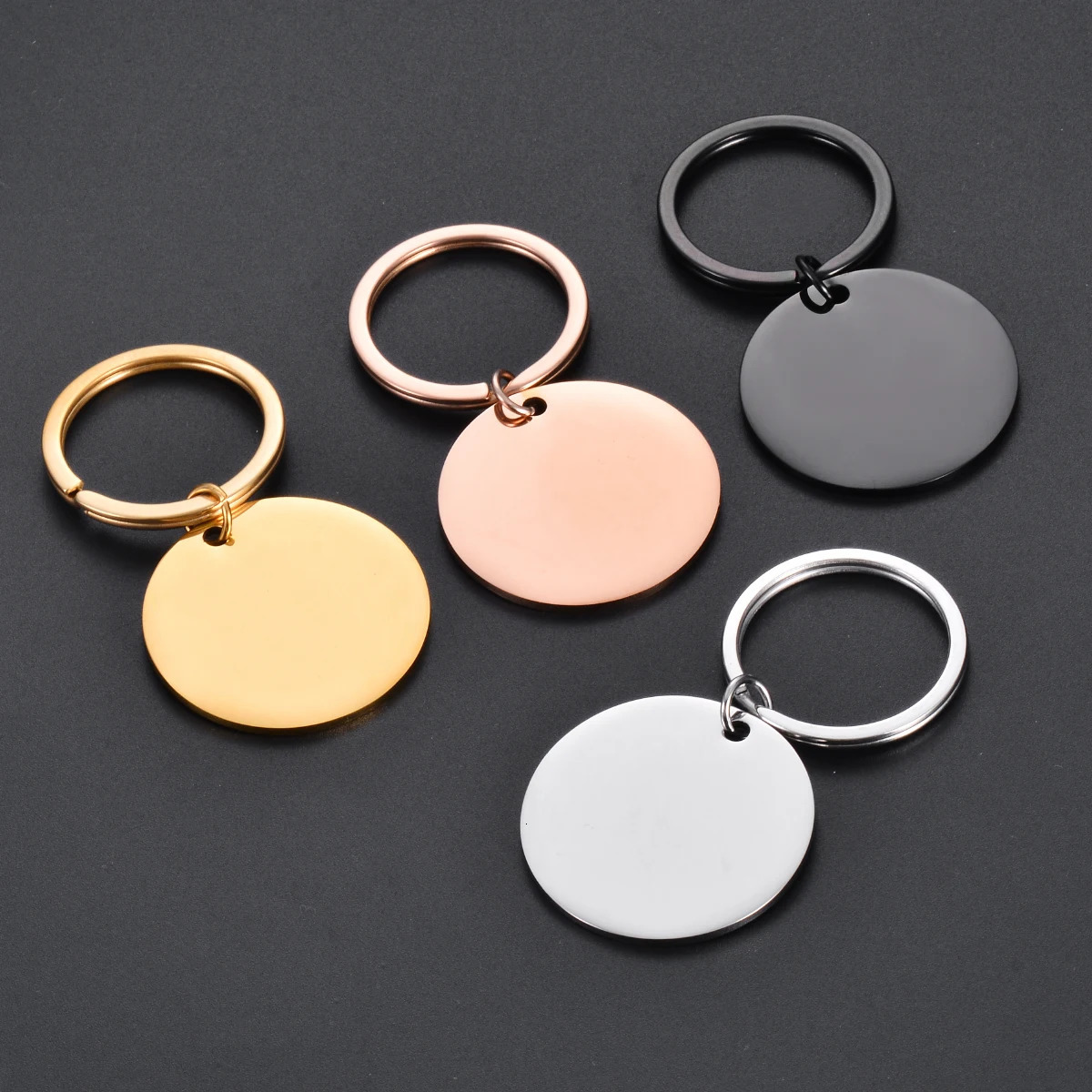 4PCS 25mm/30mm/35mm Stainless Steel Polished Blank Round Tag Key chain Charm Pendants For DIY Custom Jewelry Making Key Rings 260403BJ - view 4