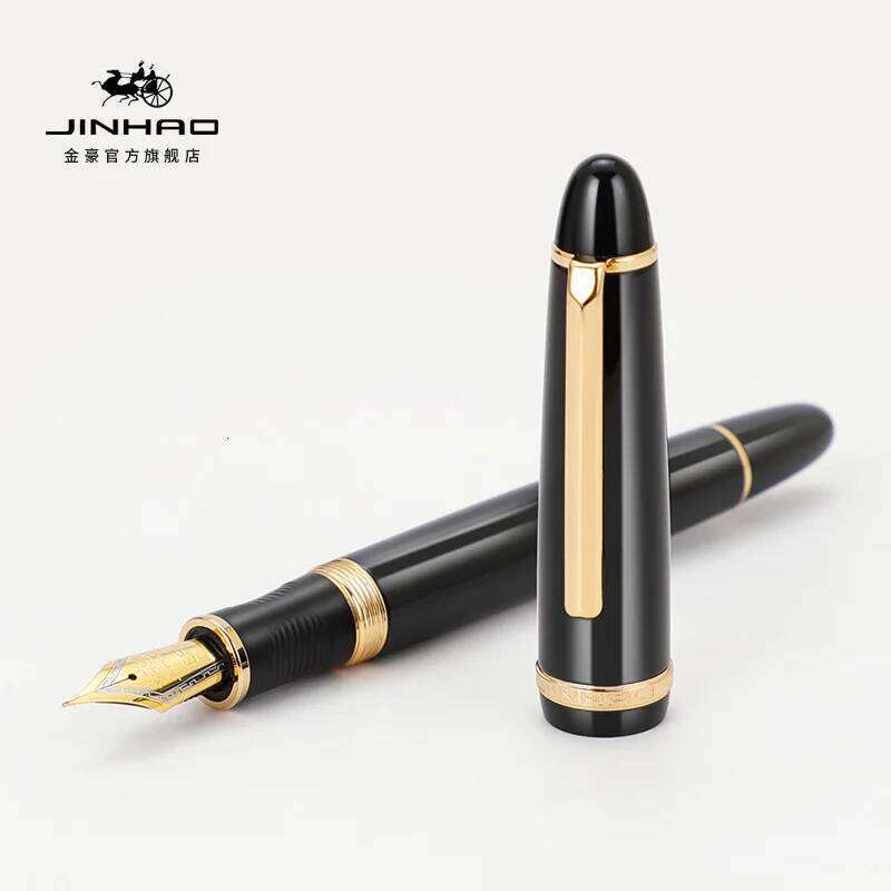 Jinhao 850 /350 Executive Fountain - Ergonomic Metal Calligraphy Pen with Golden Clip, Fine Nib & Converter for Business 26Y0406