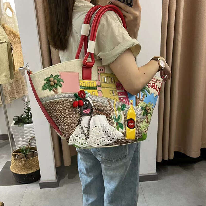New Fashion Handbag European And American Large Capacity Shoulder Creative Patchwork Embroidered Basket Vacation Bag SENYY