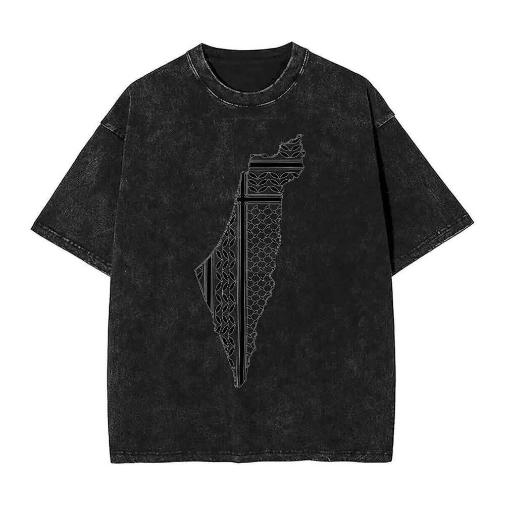 Palestines Symbol of Resistance T-Shirt Beach Palestinians Map T Shirts 2026Cotton Tee Shirt For Male Short Sleeve Top Tees 26H0406