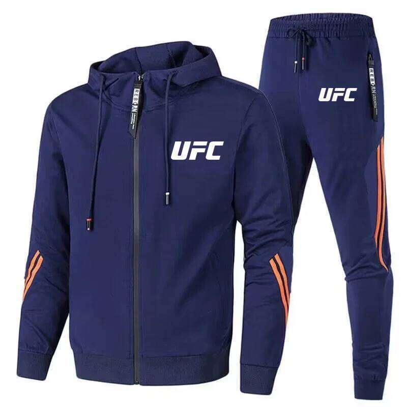 2026 Men's New Stylish Hooded Zipper Jacket + Jogging Pants Two-Piece Set For Spring-Autumn Outdoor Leisure And Sports Activities