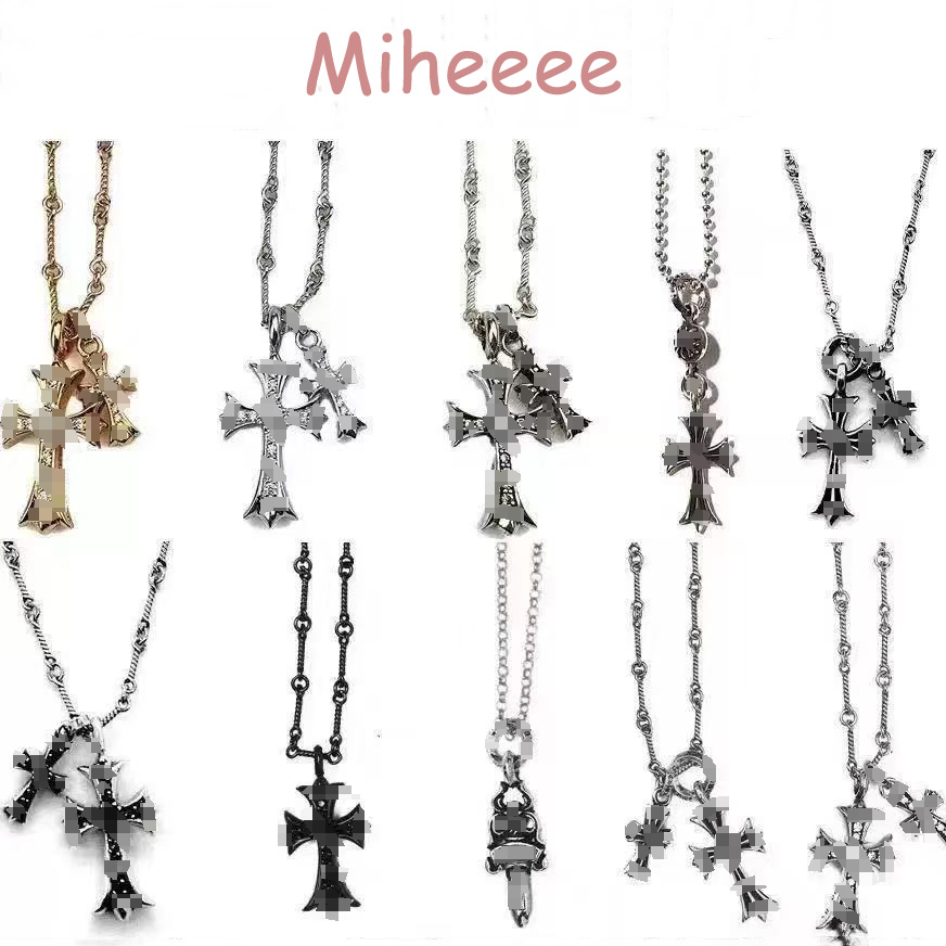 Top quality Chrome Necklace Bold Letter Cross Women Chromes Necklaces Designer Brand Flower S925 Silver Pendant Chain Men Chromed Jewelry Necklace For Woman Man