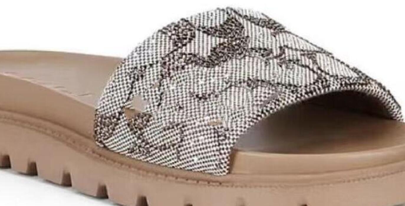 Designer Brynn Slide Sandals In Crystals Signature Jacquard Women Sandal Flat Slides Casual Summer Beach High Quality Luxury Platform Slide Size 36-42 C26