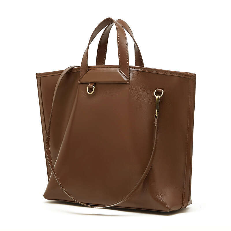 Foreign Trade Top Layer Vegetable Tanned Cross Border Guangzhou Genuine Leather Women S Large Capacity Commuter Handbag Tote Single Shoulder Crossbody