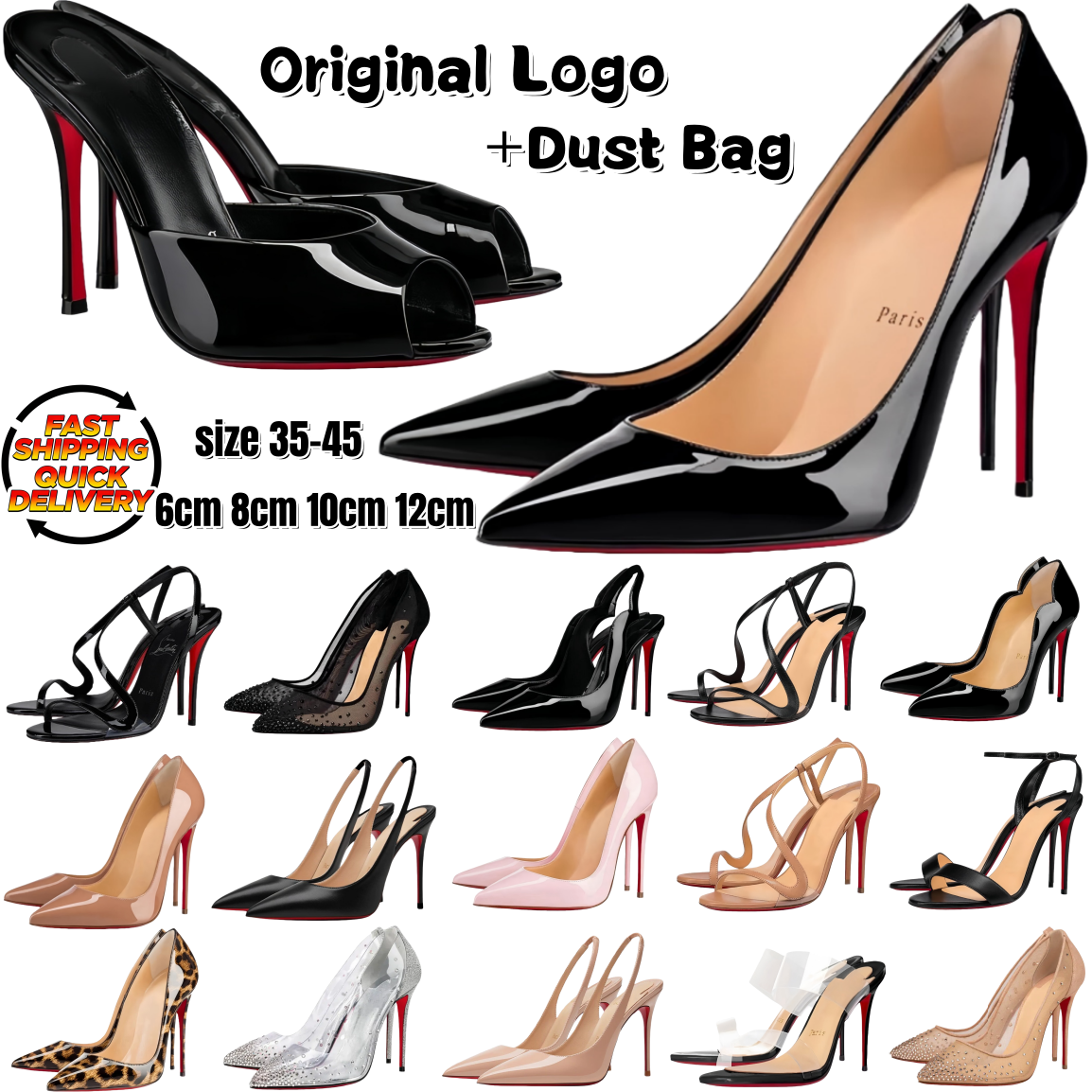 Designer Women High Heels Shoes Red Peep Toes Sandals Luxury Brand Bottomed 6cm 8cm 10cm 12cm Heels Classics Black Nude Patent Leather Wedding Shoes 35-44