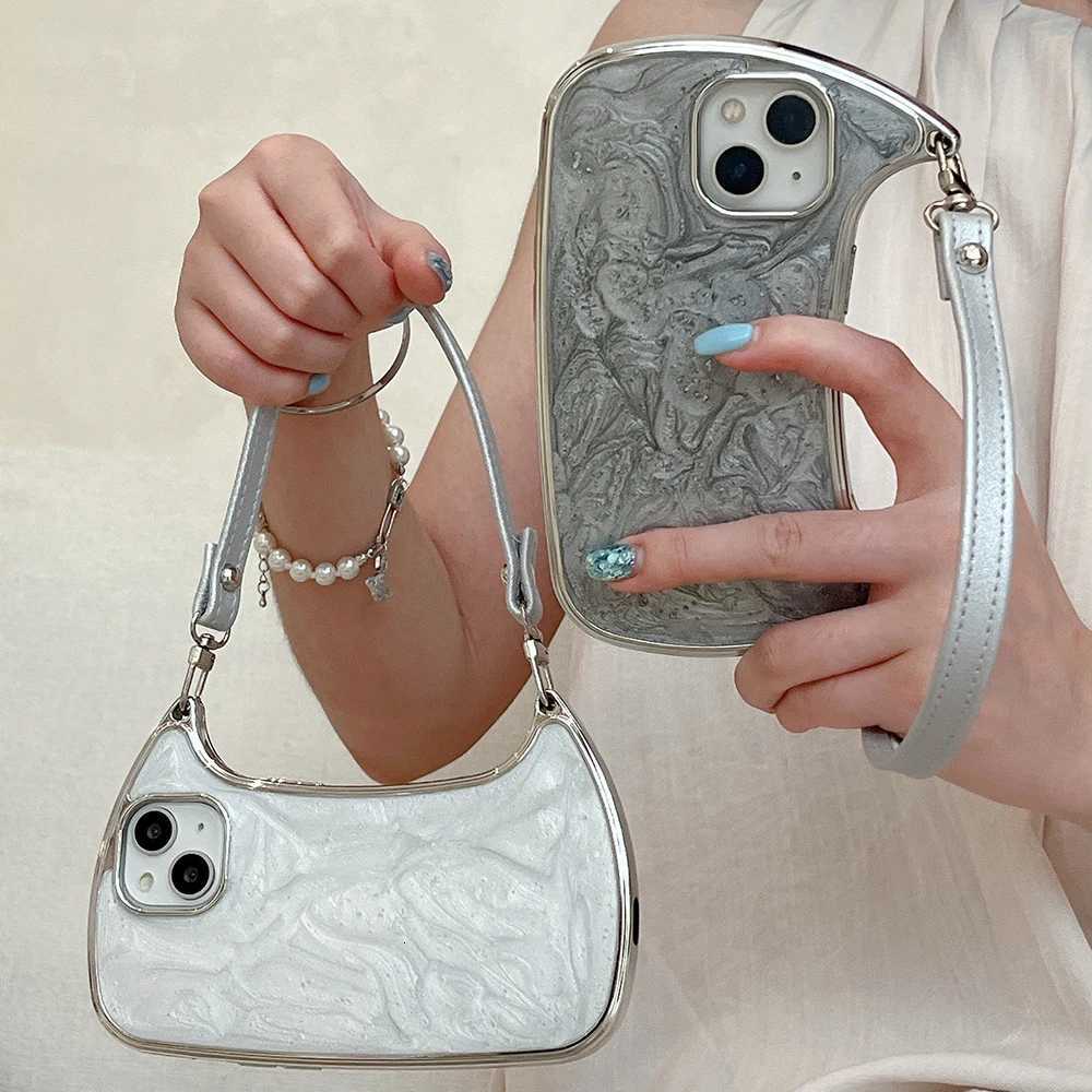 Electroplated Handbag Hand Strap Phone Case For iPhone 17 16 15 14 13 12 11 Pro Max Soft Shockproof Cover C260406