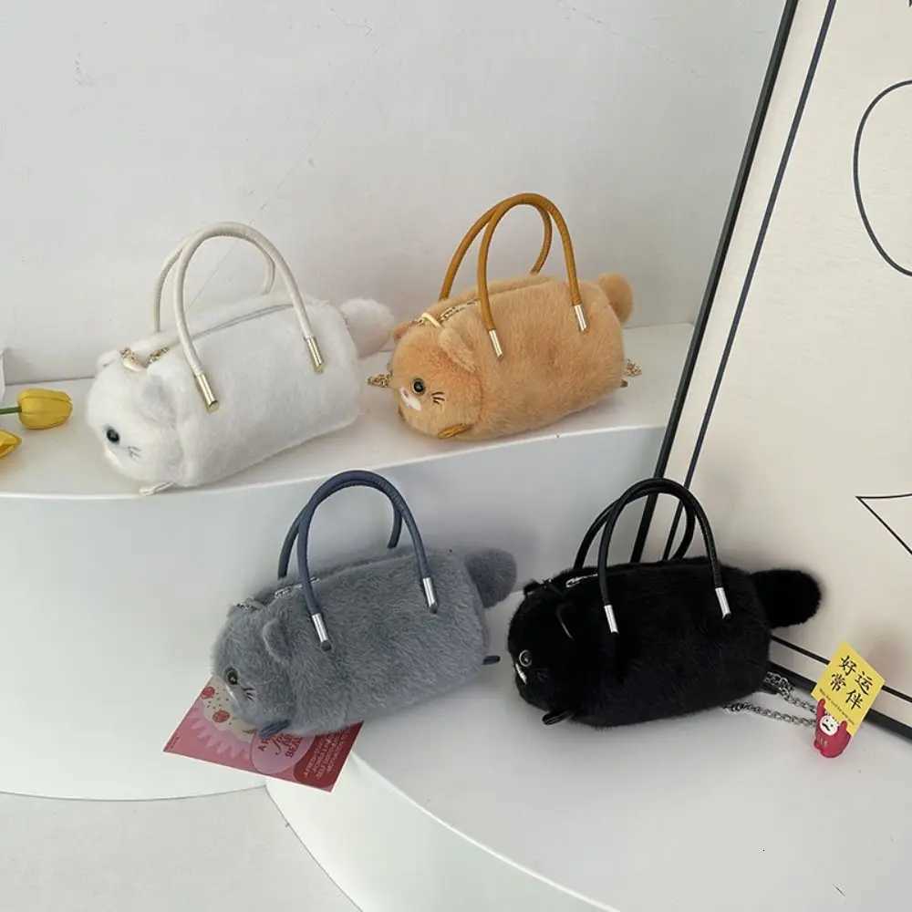 Cute Cat Handbag Plush Large Capacity Shoulder Crossbody Bag Chain Strap Multicolor Bucket Bag Fashion Designer Womens Bag C260406