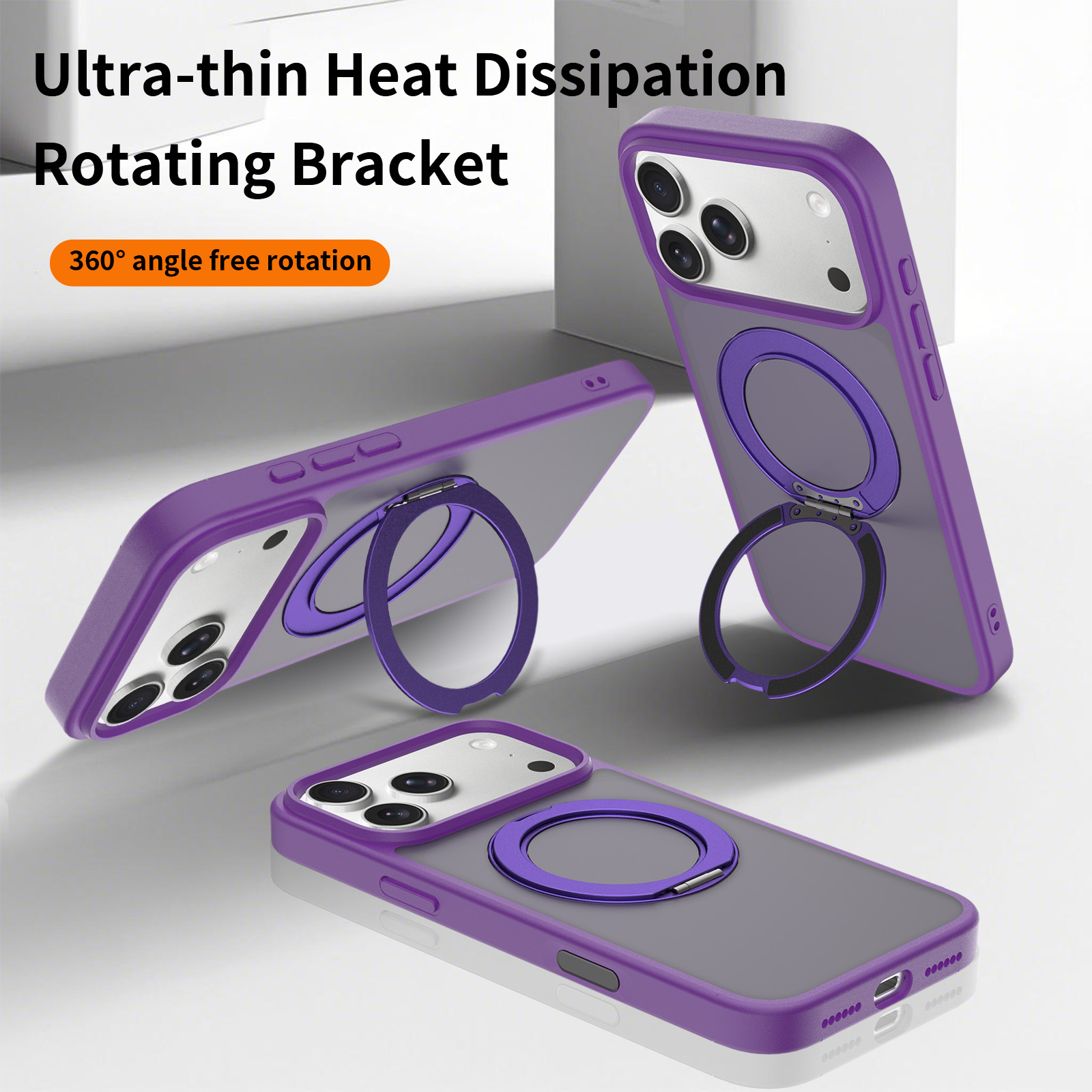 Compatible with iPhone 16/17 Series Magnetic Case with Buttons, Matte 360° Stand Anti-fall Cover