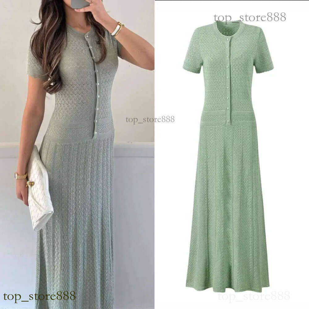 Sandro One-Piece Dress Fashion Brand Designer Womens Knitted Sleeveless Single-Breasted Knitted Maxi Dress Women Summer Party Dinner Slimming Women's Dress 4D6