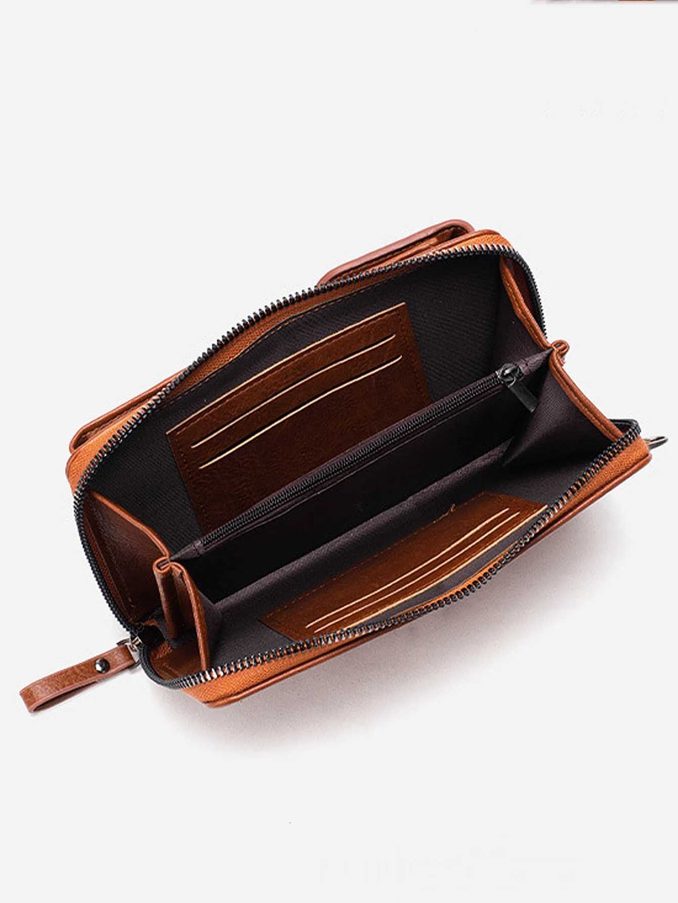 All-Match Zipper Shoulder Bag Trendy Solid Color Phone Bag Versatile Purse With Detachable Strap C260406