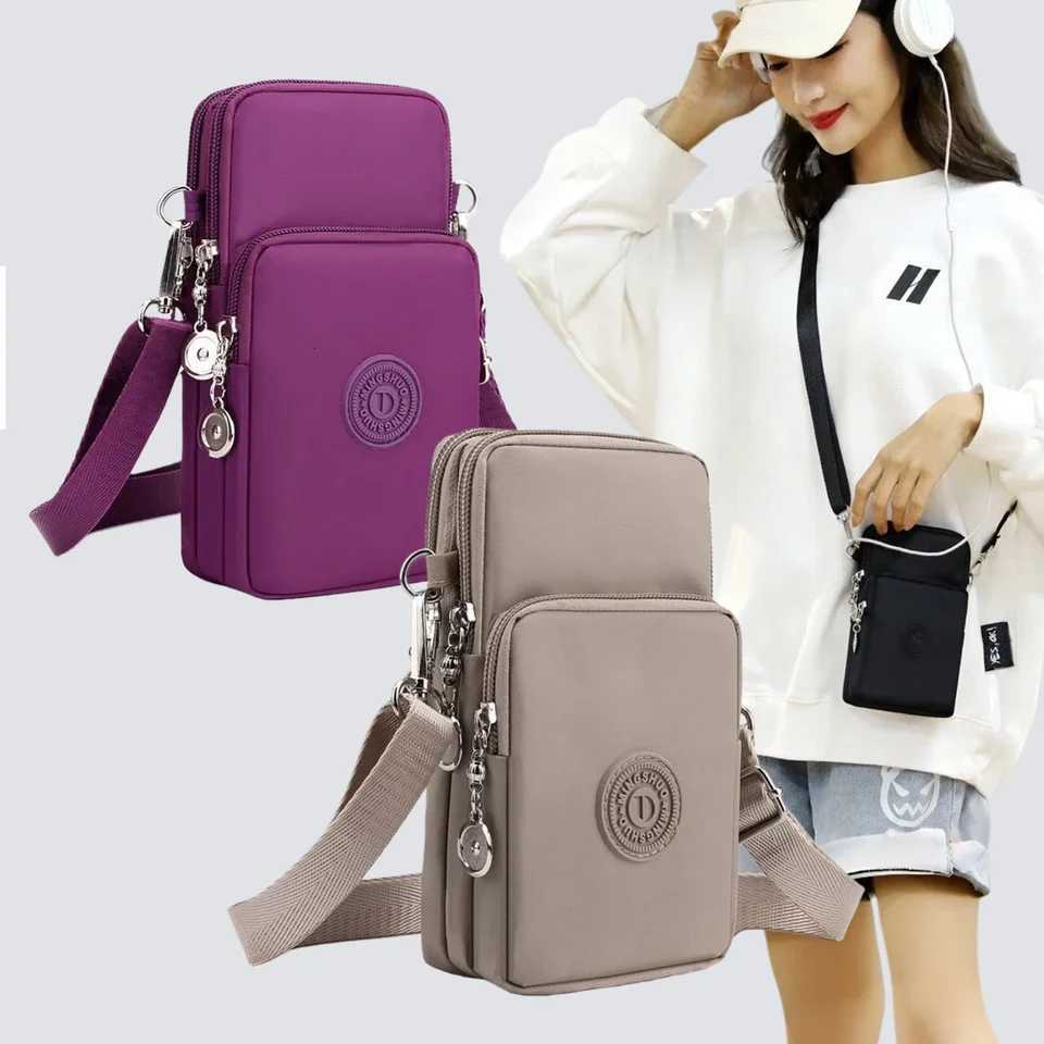 Mobile Phone Women Bag Nylon Cell Phone Bag Coin Purse Strap Shoulder Bag Small Crossbody Bags for Women Wallet Travel Purse C260406