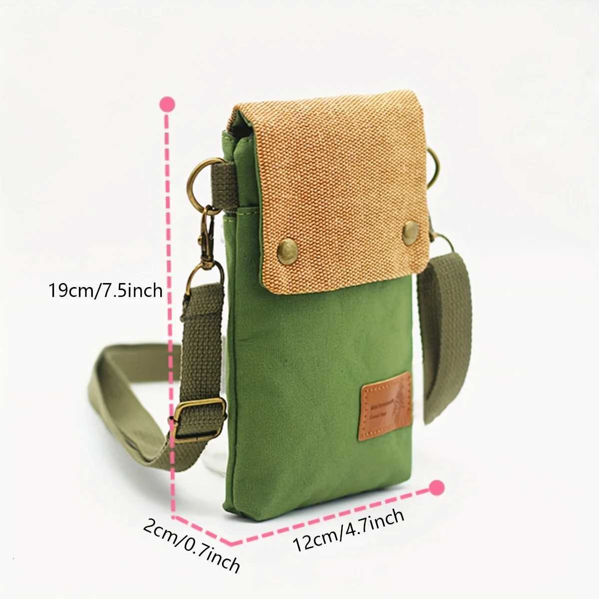 Solid-color minimalist canvas mobile phone crossbody bag small and portable a versatile small crossbody bag for daily use C260406