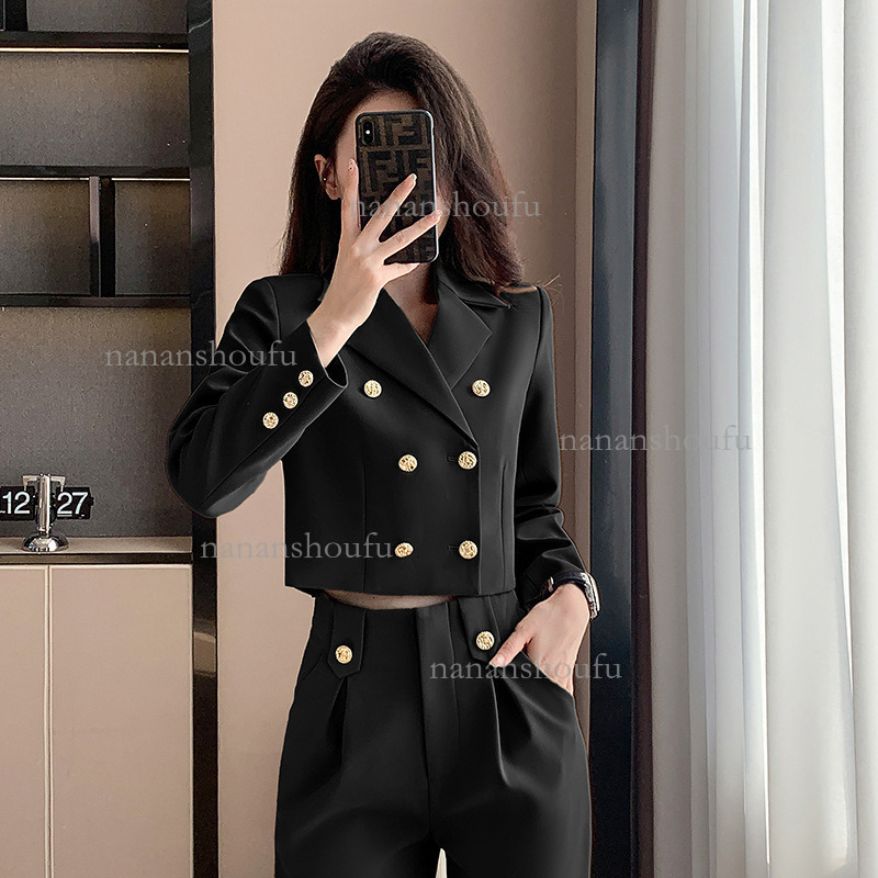 2026 Designer Set High-end Luxury New Women's Simple Double Breasted Business Suit Jacket Slim Fit Casual Pants A-line Sexy Short Skirt Commuting - view 4