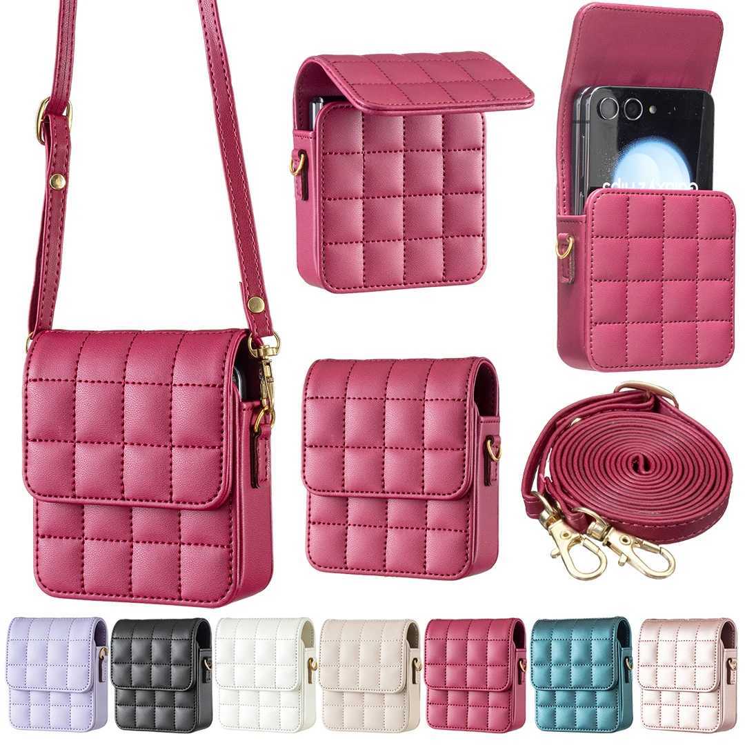 Crossbody Lanyard Leather Case For Samsung Galaxy Z Flip 7 6 5 4 3 5G Case Fashion Mini Phone Bag Shockproof Pocket Purse Cover C260406