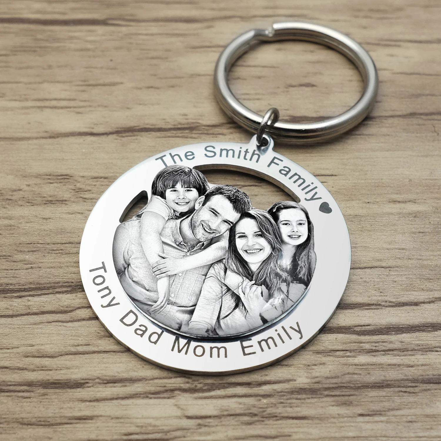 Personalised Po Keychain Custom Picture Keyring Family Portrait Key Chain Engraved Jewelry Gifts for Her Families Member Gift 260403BJ - view 5
