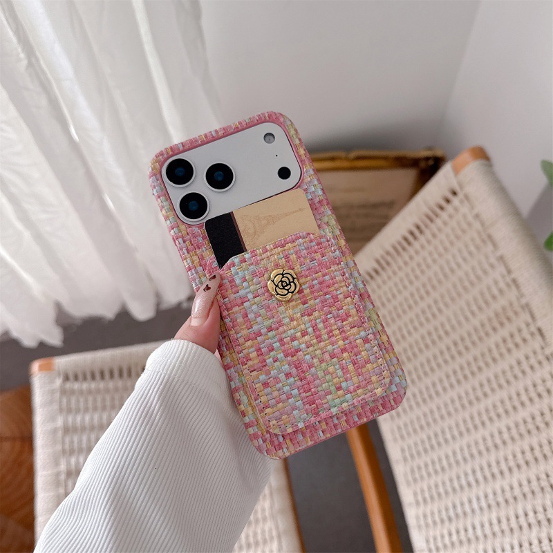 2026 New Designers' Luxury Collection Vintage Camellia Iphone 17 Pro Max Card Holder Case Suitable For 16 Simple 15 Chanel-style 13 Women's 