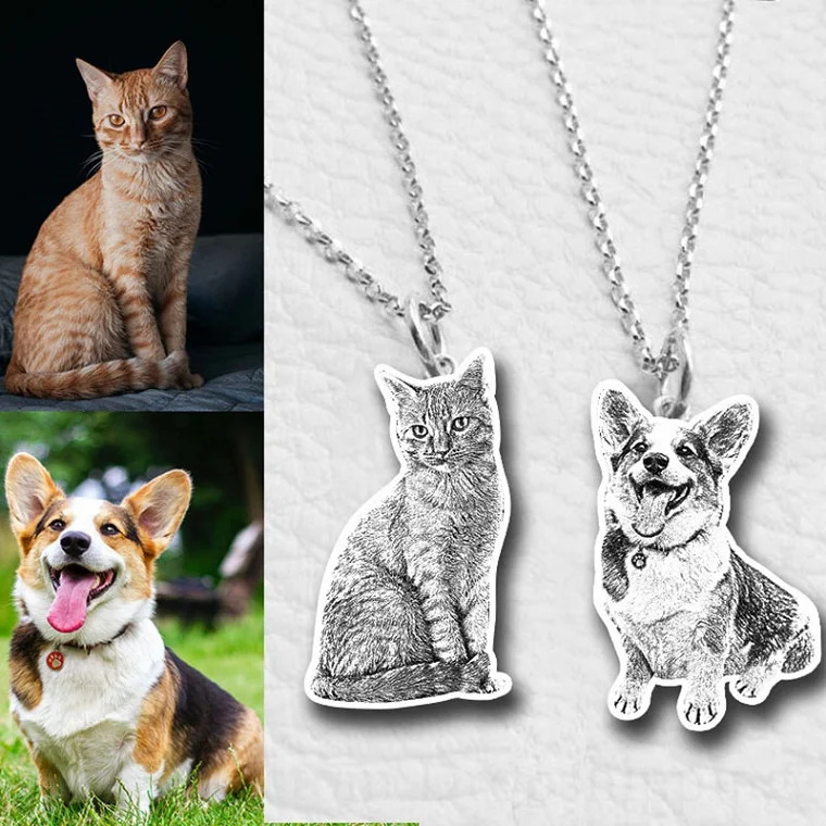 Personalized Pet Keychain Custom Po Custom Dog and Cat Pendant Cute Necklace Memory Jewelry Lettering Gift 260403BJ