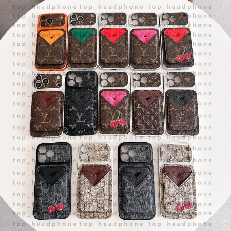 Designer Leather MagSafe Wallet Card Pocket Phone Case iPhone Case for iPhone 16 ProMax iPhone 15 14 13 12 Plus Cell PhoneCases for Women Samsung S26Ultra S25Plus