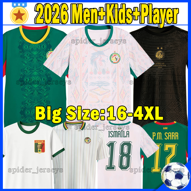 XXXL 4XL Senegal World Cup 2026 Soccer Jerseys 2 Stars national football team Retro 2002 Football Shirts P.M.SARR ISMAILA N.JACKSON DIA 26 27 Player Verison Men kids kits