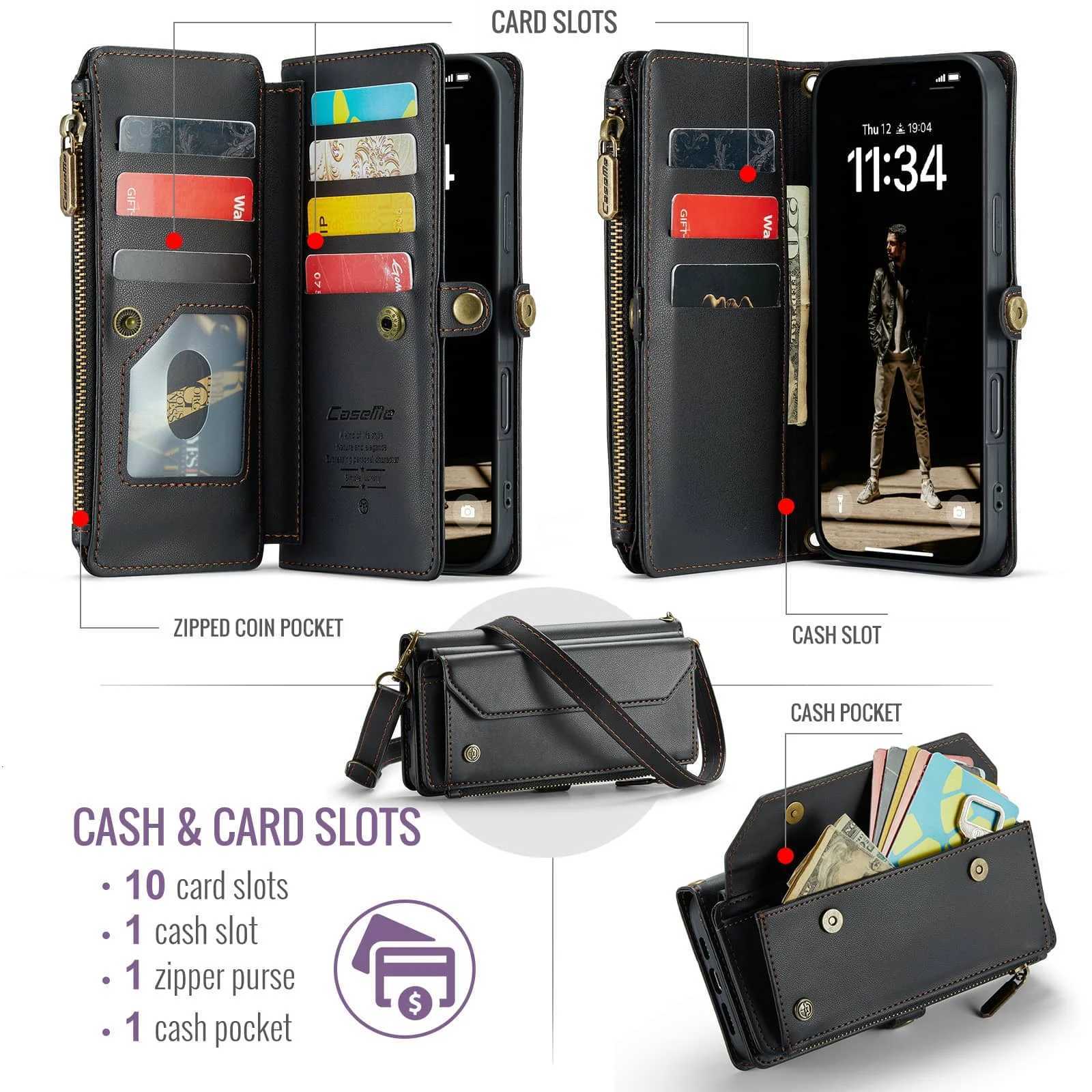 Crossbody Wallet Case for iPhone 17 Pro Max iPhon Air 17 ProRFID Blocking 7-10 Card Slots PU Leather Flip Wristlet with Strap C260406