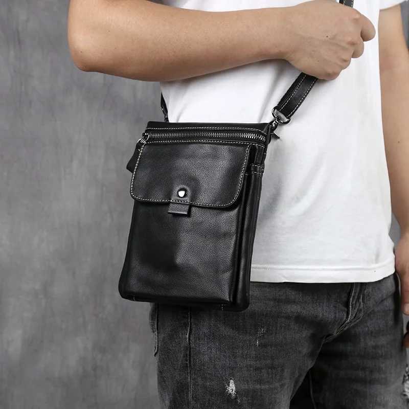 JLFGPJ Genuine Leather Mens Vertical Style Single Shoulder Wrap Head Layer Cowhide Casual Versatile Mobile Phone Crossbody Bag C260406