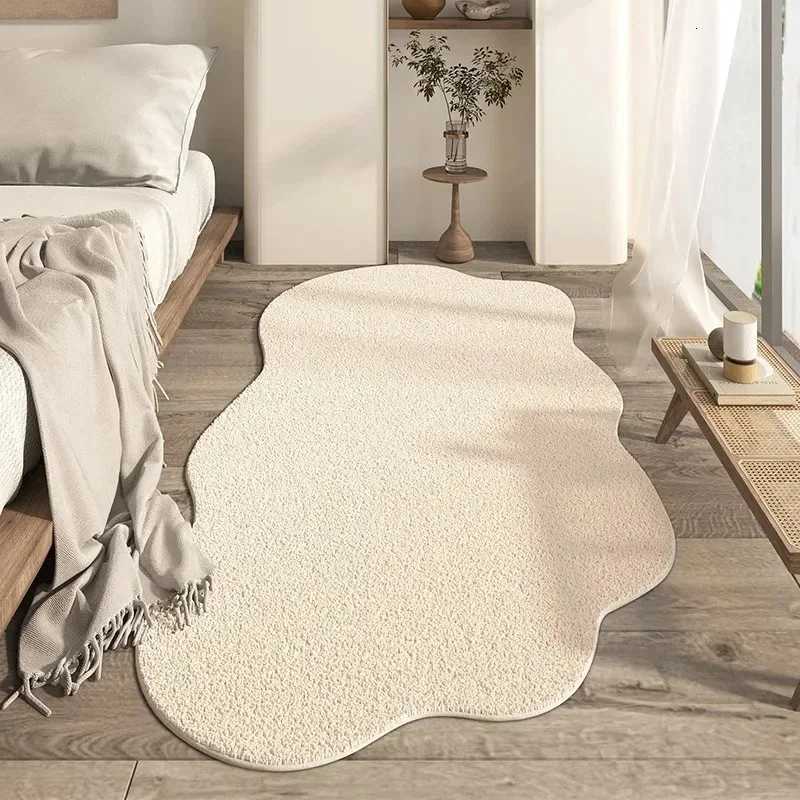 VIKAMA Cream Irregular Stripe Carpet, 100% Acrylic Lounge Area Rug for Living Room Bedroom T2600406