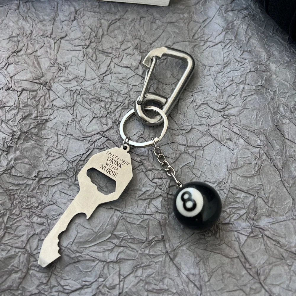3D Black No 8 Billiard Keychain Lucky Dice Beer bottle opener Fashion Creative Women Men Solid Metal Carabiner Pendant Gifts 260403BJ - view 7